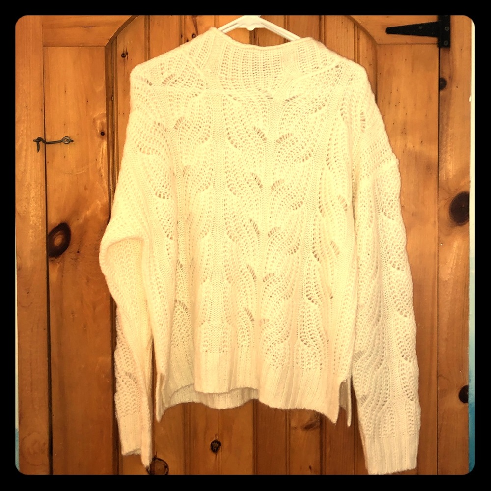 Ivory Pointelle Sweater from J. Crew, size Large
